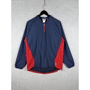 Majestic Cool Base Mens M 1/4 Zip Pullover Navy Red Athletic Windbreaker